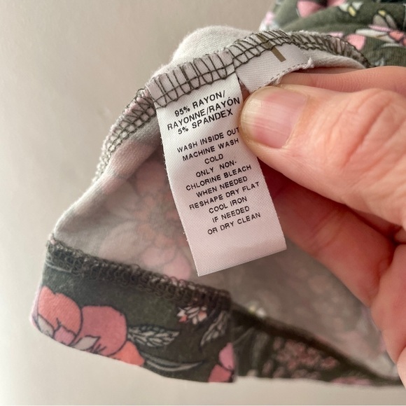 LOFT Floral Tee Shirt Dress Green MP Medium Petite - Picture 7 of 7